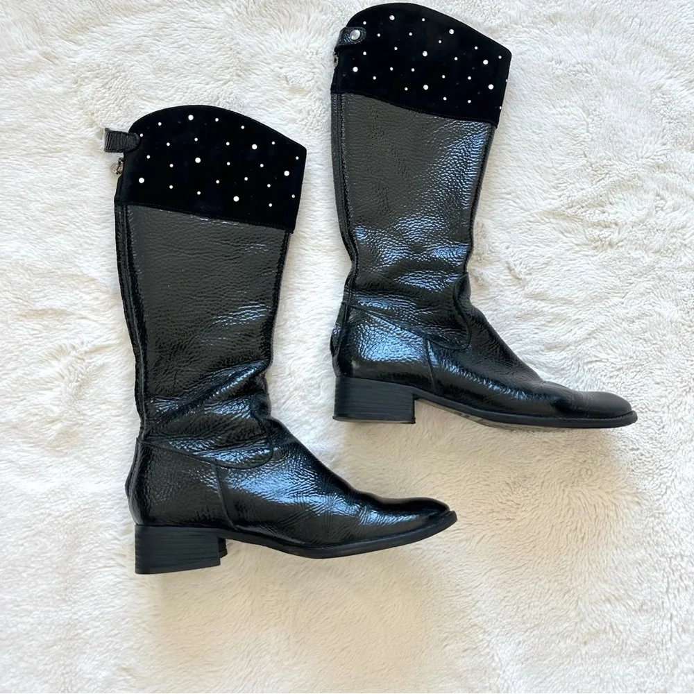 Women leather  high boots with natural fur inside size 6
